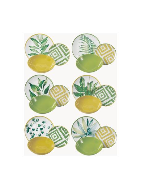 Servizio di piatti Botanique, 6 persone (18 pz), Verde, bianco, giallo, 6 persone (18 pz)