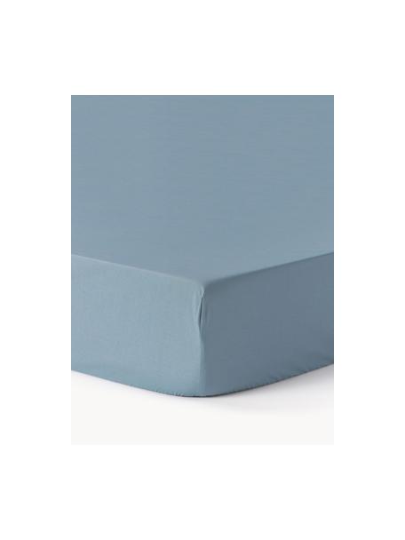 Lenzuolo con angoli topper in cotone percalle Elsie, Grigio-blu, Larg. 160 x Lung. 200 cm, Alt. 15 cm