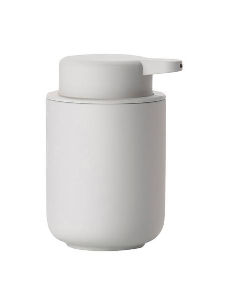 Dispenser sapone in gres Ume, Gres rivestito con superficie soft-touch (materiale sintetico), Grigio, Ø 8 x Alt. 13 cm
