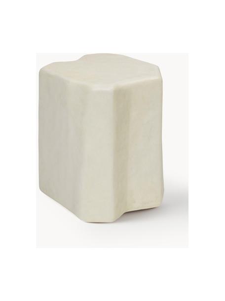 Beton-Sitzhocker Staffa in organischer Form, Beton, glasfaserverstärkt, Off White, matt, B 36 x H 40 cm