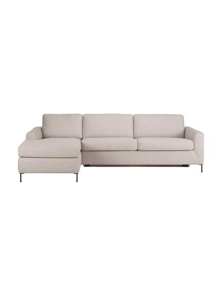 Divano letto 3 posti con piedini in metallo Cucita, Rivestimento: tessuto (poliestere) Con , Struttura: legno di pino massiccio, , Piedini: metallo laccato, Tessuto beige, Larg. 274 x Prof. 164 cm, chaise-longue a sinistra