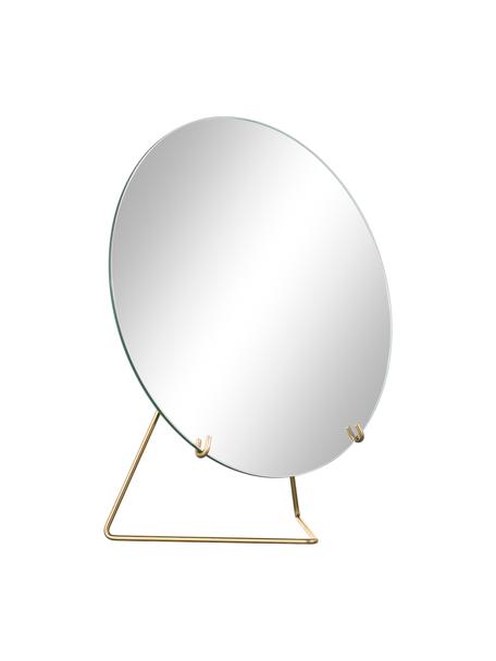 Runder Kosmetikspiegel Standing Mirror mit goldenem Stahlrahmen, Gestell: Stahl, pulverbeschichtet, Spiegelfläche: Spiegelglas, Goldfarben, 20 x 23 cm