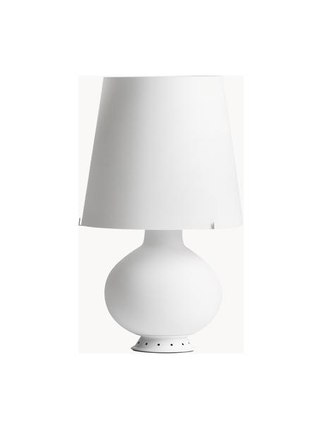 Petite lampe à poser artisanale Fontana, Blanc, Ø 20 x haut. 34 cm