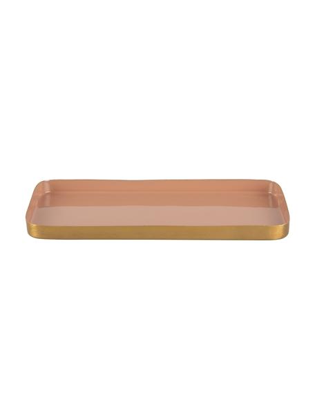 Decoratief dienblad Festive met glanzende oppervlak in roze, Gecoat metaal, Roze, goudkleurig, L 25 x B 13 cm