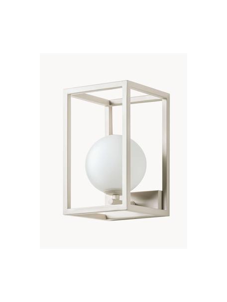 Applique da esterno Lantern, Paralume: vetro opalino, Struttura: metallo rivestito, Bianco, beige chiaro, Larg. 15 x Alt. 25 cm