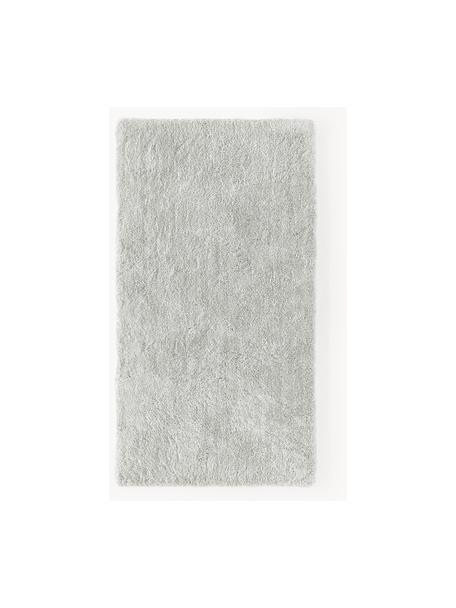 Pluizig hoogpolig vloerkleed Leighton, Bovenzijde: microvezels (100% polyest, Onderzijde: 70% polyester, 30% katoen, Lichtgrijs, B 80 x L 150 cm (maat XS)