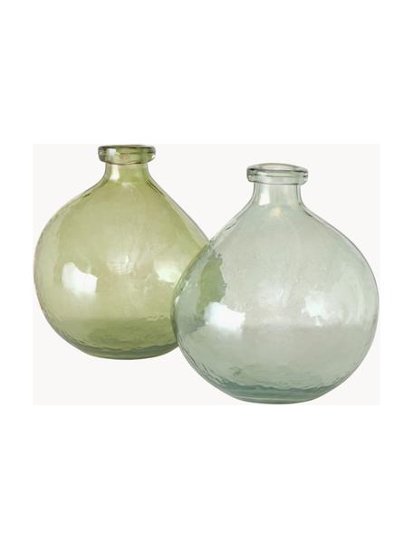 Vases en verre Sligo, 2 élém., Verre, Tons verts, transparent, Ø 16 x haut. 18 cm