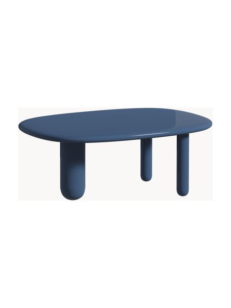 Oválný konferenční stolek Tottori, Lakovaná dřevovláknitá deska střední hustoty (MDF), Šedomodrá, lesklá, Š 78 cm, H 54 cm