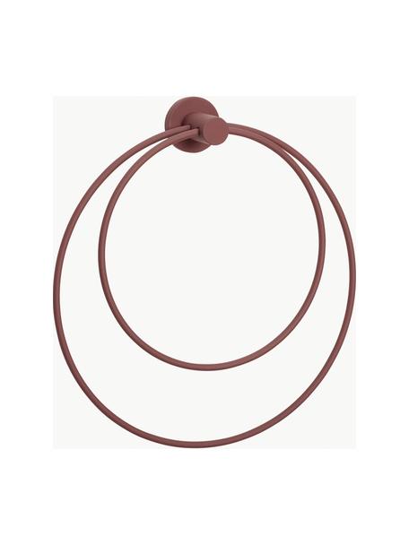 Nástěnný kovový věšák na ručníky Loop, Potažený kov, Vínově červená, Š 26 cm, V 23 cm