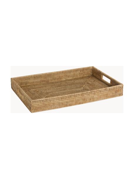 Ręcznie wykonana taca dekoracyjna z rattanu Güle, Rattan, Beżowy, S 56 x G 36 cm