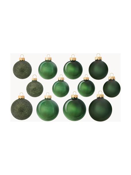 Boules de Noël Decoris, 42 élém., Verre, Vert foncé, Lot de différentes tailles