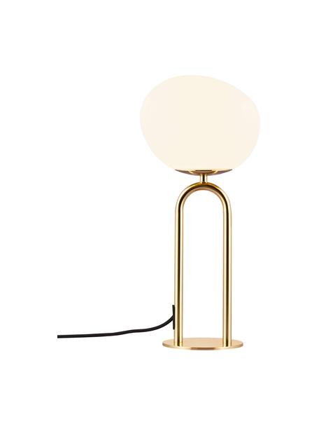 Lampe à poser en verre opale Shapes, Blanc crème, couleur laitonnée, Ø 22 x haut. 47 cm