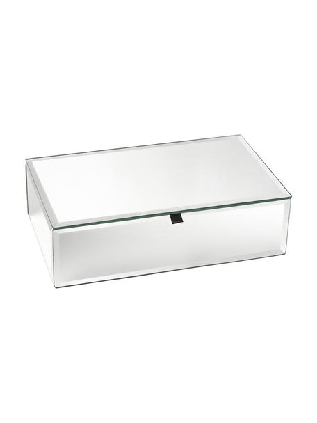 Aufbewahrungsbox Melvin, Außen: Spiegelglas, Innen: Samt, Silberfarben, B 24 x T 14 cm