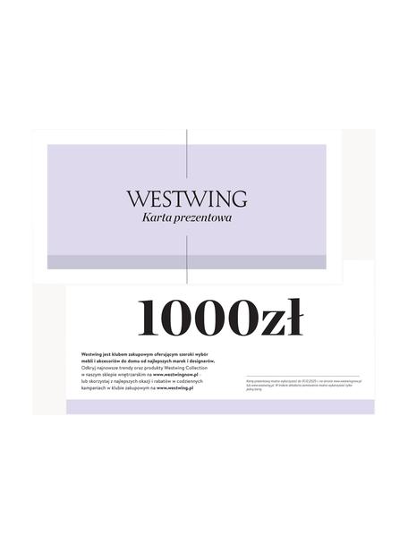 Karta prezentowa, Karta prezentowa z cienkiego papieru, w grubej kopercie, Biały, lila, 1000