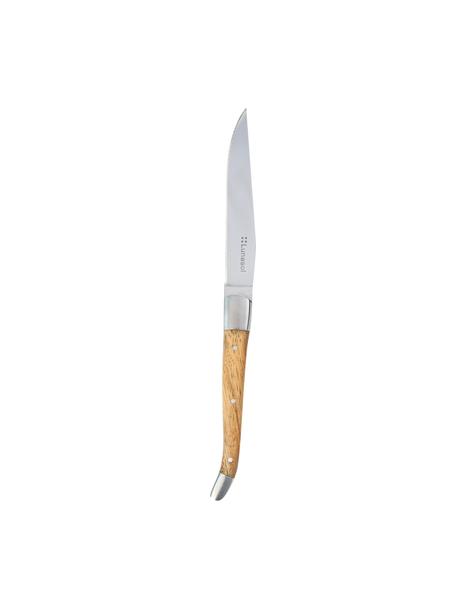 Couteau à steak avec manche en bois Jasmine, 6 pièces, Couleur argentée, bois clair, long. 23 cm