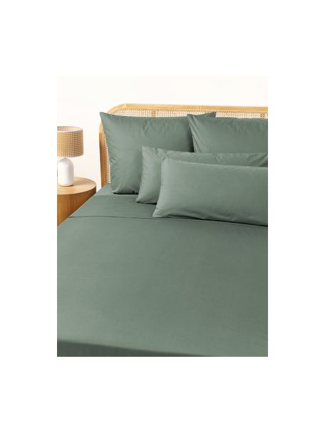 Baumwollperkal-Bettlaken Elsie, Webart: Perkal Fadendichte 200 TC, Dunkelgrün, B 180 x L 280 cm