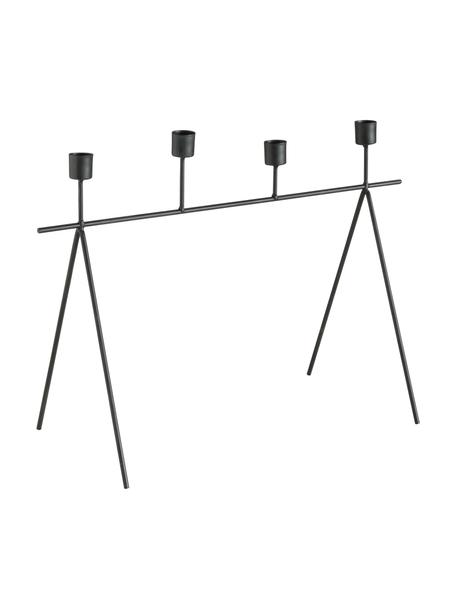 Grote kandelaar Refine, Gecoat metaal, Zwart, B 45 cm x H 32 cm