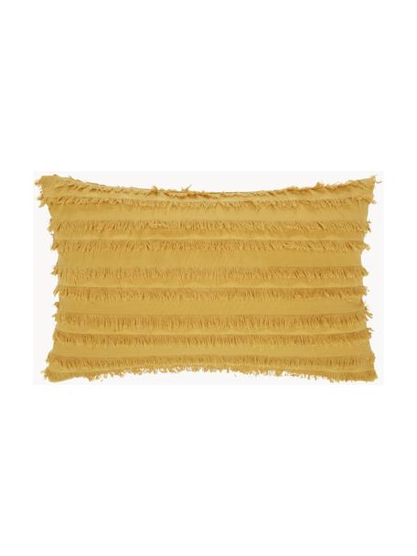Copricuscino con frange decorative Jessie, 88% cotone, 7% viscosa, 5% lino, Giallo, Larg. 30 x Lung. 50 cm