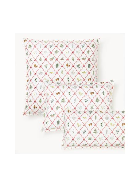 Taie d'oreiller réversible en percale de coton à imprimé hivernal Twigs, Blanc cassé, multicolore, larg. 65 x long. 65 cm