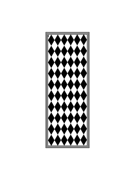 Tappetino piatto antiscivolo in vinile Bobby II, Vinile riciclabile, Nero, bianco, Larg. 68 x Lung. 180 cm