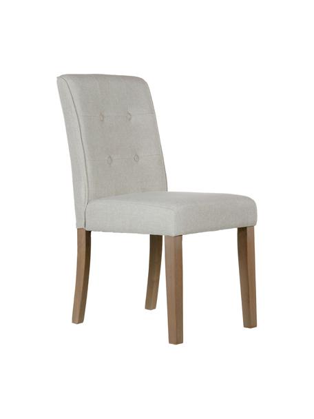 Krzesło tapicerowane z lnu Capitone, Tapicerka: len, 230g/m2, Nogi: drewno kauczukowe, Odcienie kremowego, S 47 x G 52 cm