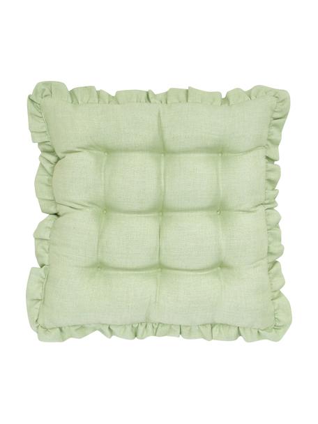Sitzkissen Camille in Grün mit Rüschen, Bezug: 60% Polyester, 25% Baumwo, Grün, B 40 x L 40 cm