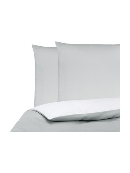 Obojstranná posteľná bielizeň z bavlneného saténu Julia, Biela, svetlosivá, 200 x 200 cm + 2 vankúše 80 x 80 cm