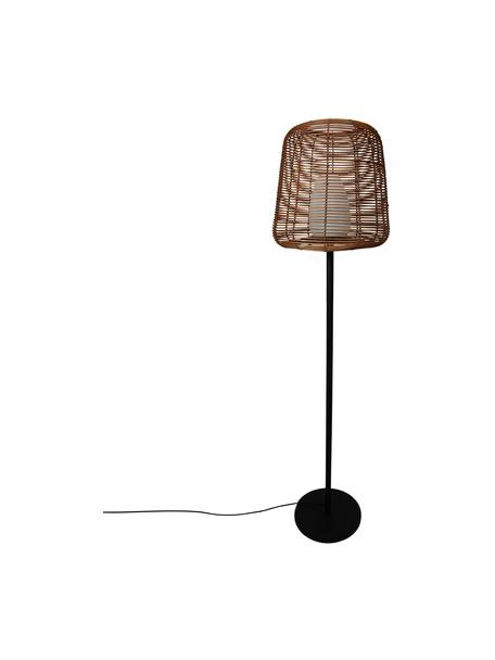 Dimmbare Outdoor Stehlampe Boheme mit Stecker, Lampenschirm: Polyrattan, Lampenfuß: Metall, beschichtet, Braun, Schwarz, Ø 40 x H 154 cm