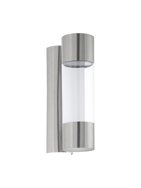 Applique a LED da esterno Robledo, Struttura: acciaio inossidabile, Paralume: plastica, Montatura: acciaio inossidabile Paralume: acciaio inossidabile, trasparente, Larg. 8 x Alt. 26 cm