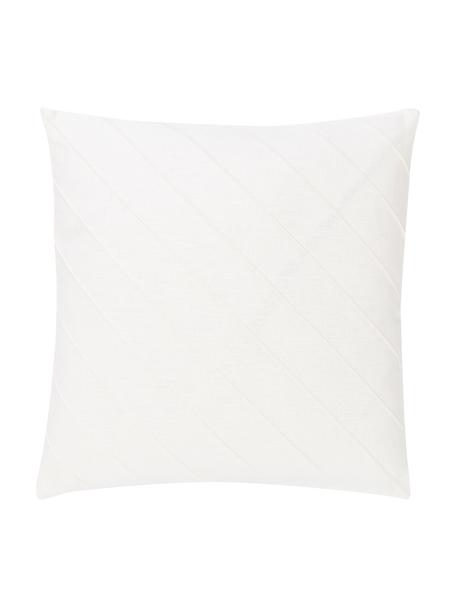 Funda de cojín de lino texturizada Malia, 51% lino, 49% algodón, Blanco, An 45 x L 45 cm