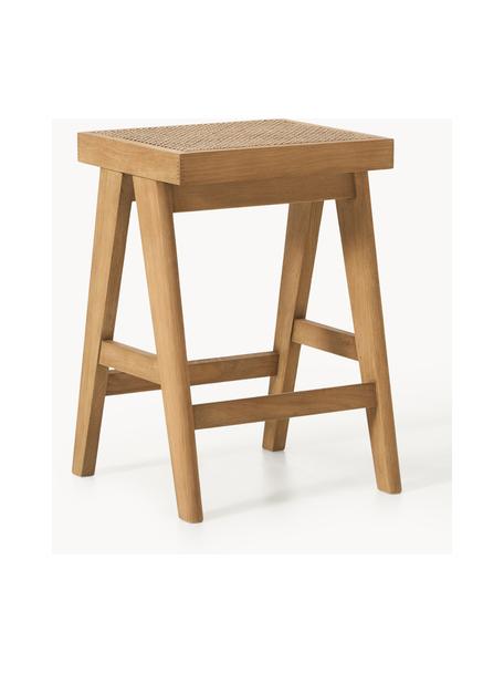 Tabouret de bar en cannage Sissi, Chêne clair, cannage beige clair, larg. 46 x haut. 65 cm