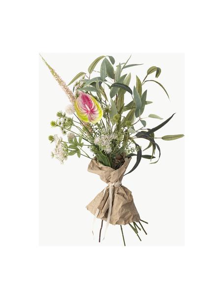 Bouquet de fleurs artificielles Blush, Plastique, polyester, métal, Tons roses et verts, multicolore, long. 80 cm