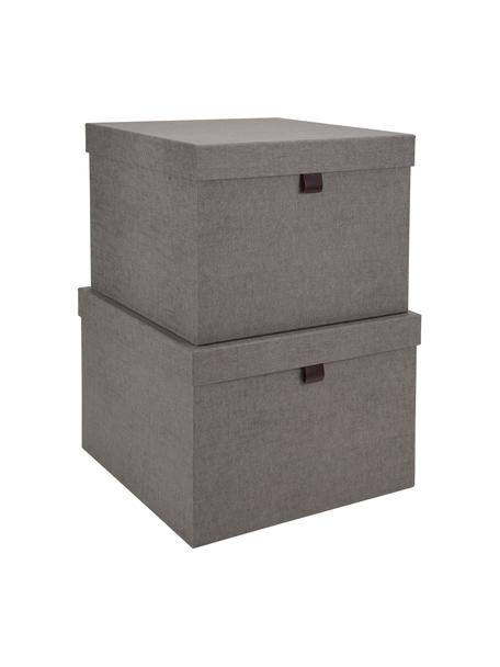 Set de cajas Tristan, 2 pzas., Caja: cartón laminado, Gris, Set de diferentes tamaños
