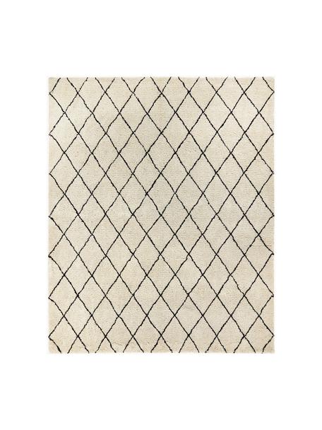 Flauschiger Hochflor-Teppich Naima, handgetuftet, Flor: 100 % Polyester, Beige, Schwarz, B 400 x L 500 cm  (Grösse XXL)