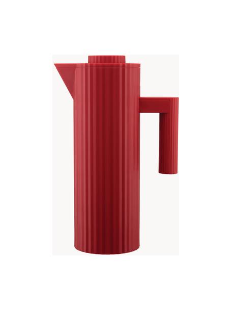 Isolierkanne Plissé, 1 L, Thermoplastisches Harz, Glas, Rot, 1 L