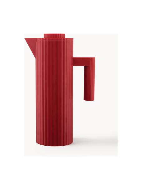 Isolierkanne Plissé, 1 L, Thermoplastisches Harz, Glas, Rot, 1 L