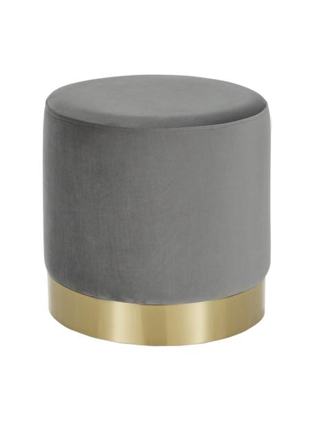 Puf de terciopelo Orchid, Tapizado: terciopelo (100% poliéste, Estructura: madera contrachapada, Terciopelo gris, dorado, Ø 40 x Al 39 cm
