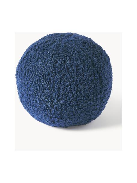 Cuscino decorativo rotondo in tessuto teddy Dotty, Rivestimento: 100% poliestere (teddy), Blu scuro, Ø 30
