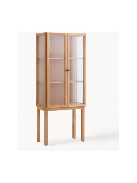 Highboard Curiosity aus Eichenholz, Eichenholz, Glas, Eichenholz, Transparent, B 71 x H 168 cm