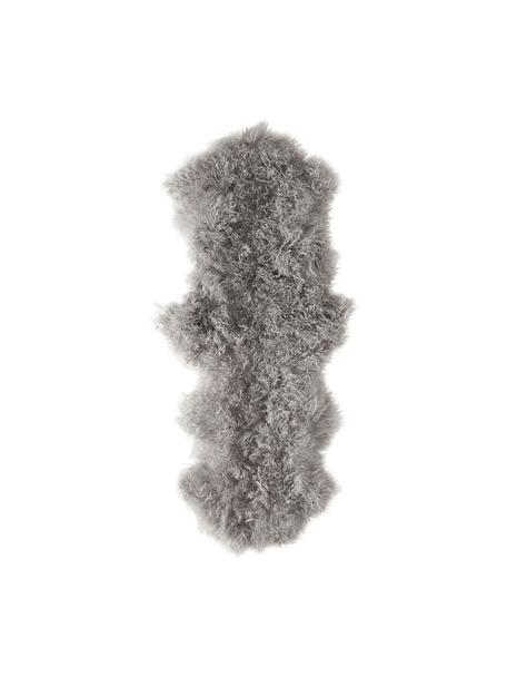 Tappeto in pelle di agnello a pelo lungo Ella, Retro: pelle, Grigio chiaro, Larg. 50 x Lung. 160 cm