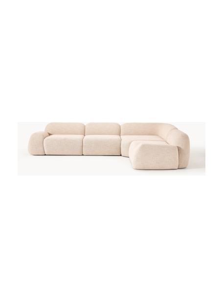 Modulares Ecksofa Wolke (4-Sitzer) aus Bouclé, Bezug: Bouclé (96 % Polyester, 4, Bouclé Peach, B 349 x T 262 cm