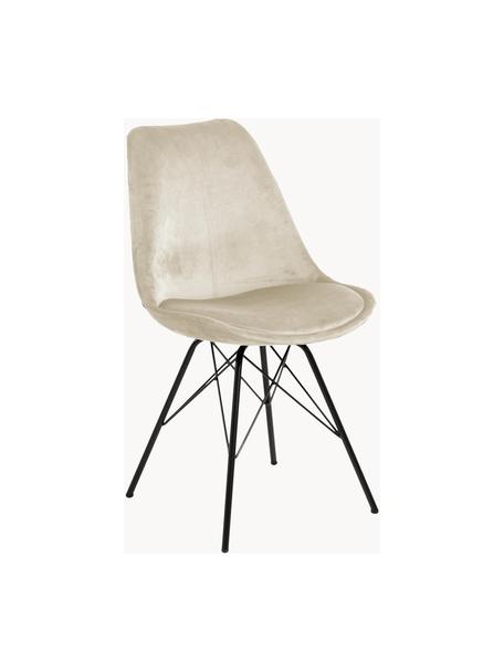 Fluwelen stoelen Eris, 2 stuks, Bekleding: polyester fluweel, Poten: gepoedercoat metaal, Fluweel beige, B 49 x D 54 cm
