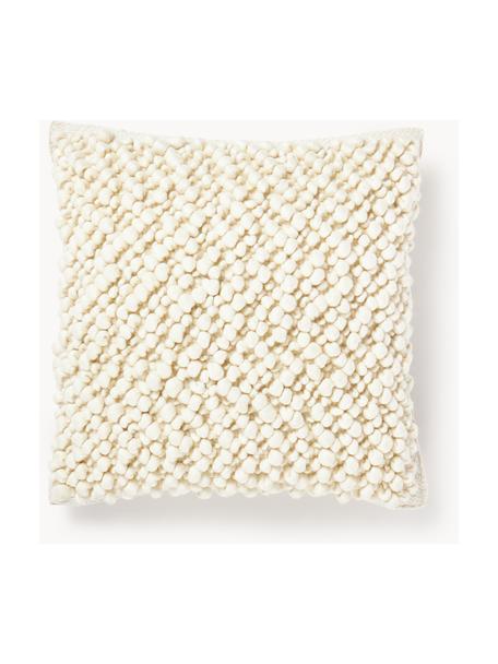 Housse de coussin en laine Loca, Blanc cassé, blanc crème, larg. 50 x long. 50 cm