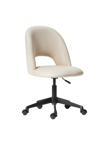 Chaise de bureau pivotante en velours Rachel, hauteur ajustable, Velours blanc crème, larg. 65 x prof. 66 cm