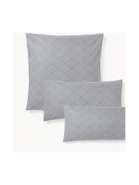 Taie d'oreiller en coton avec motif graphique Milano, Gris, larg. 65 x long. 65 cm