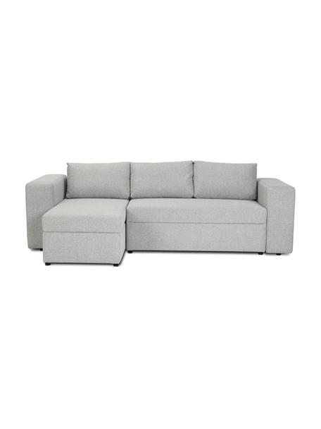 Canapé convertible gris clair, avec rangement Noah, Tissu gris clair, larg. 269 x prof. 160 cm, méridienne à gauche