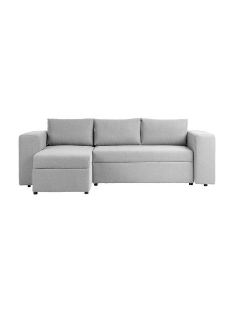 Slaapbank Noah (3-zits) met opbergruimte, Bekleding: polyester, Frame: grenenhout, Frame: massief beukenhout, FSC-g, Poten: kunststof, Geweven stof lichtgrijs, B 269 x D 160 cm, hoekdeel links