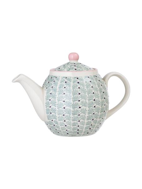Tetera artesanal Maya, 1,2 L, Gres, Blanco crema, verde, lila, rosa, 1,2 L