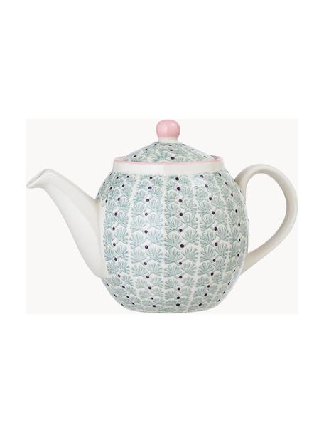 Handbemalte Teekanne Maya, 1.2 L, Steingut, Cremeweiß, Grün, Lila, Rosa, 1.2 L