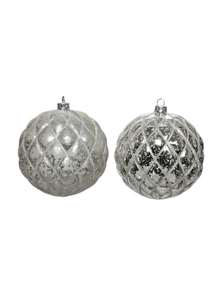 Bolas de Navidad irrompibles Dan Ø 8 cm, 2 uds., Gris, Ø 8 cm